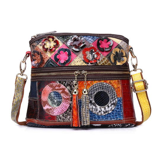 Elegant Crafted Snake Hue Artisan Everyday Fringe Floral Crossbody