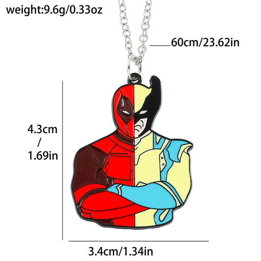 2pcs Marvel Movie Deadpool & Wolverine Necklace Best Friends Set Split Heart Matching Pendant Keychain for Fans Accessories Gift