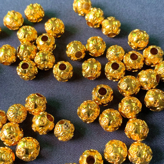 8MM 10MM Gold Hollow Bead Round Loose Beads Alloy Gifts for Jewelry Making Diy Bracelets Accessories