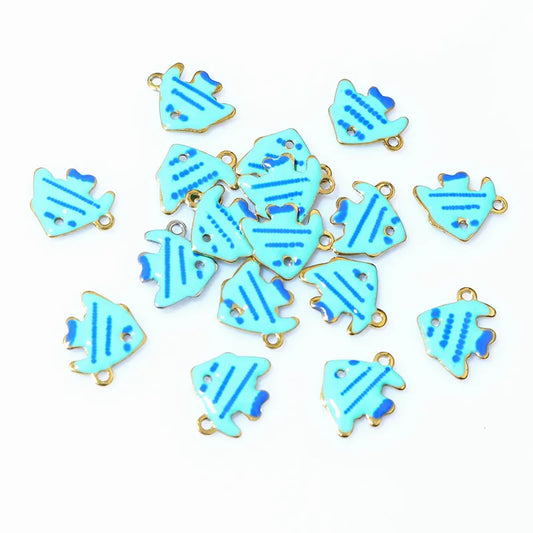 20pcs 11x9mm Stainless Steel Fish Enamel Charms Pendant Stainless Steel DIY Jewelry Making Accessories Findings