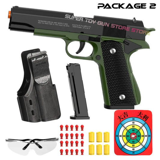 SilveryDesert Eagle - Automatic Shell Ejection Toy Gun Weapon Burst Soft Bullet Pistol Boys Gift Outdoor Game