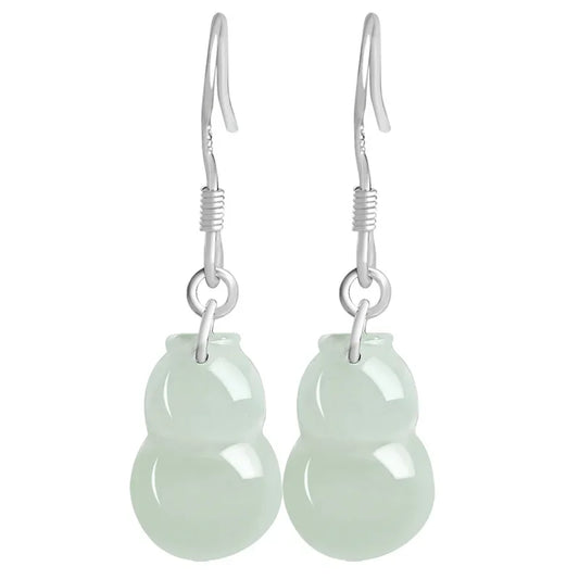 Burmese Jade Gourd Earrings White Real Jewelry Certificate Luxury Women Gemstone Amulets 925 Silver Charm Amulet Natural