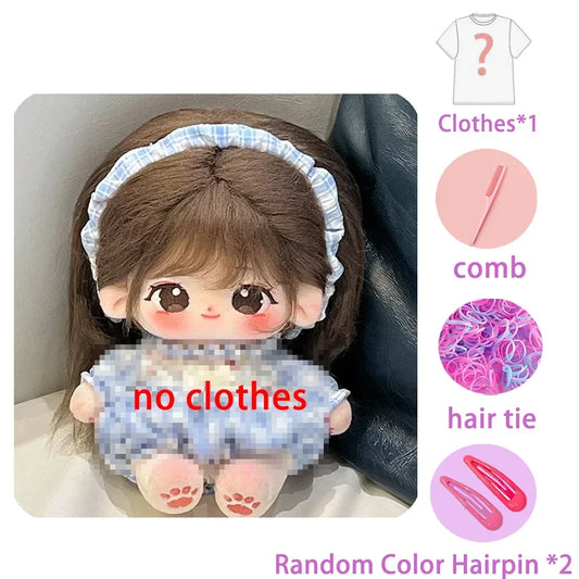 20cm Ismile Girl Cotton Doll Plush Kawaii Baby DIY Dress Up Set Soft Stuffed Figure Toys Collection Kid Birthday Halloween Gifts