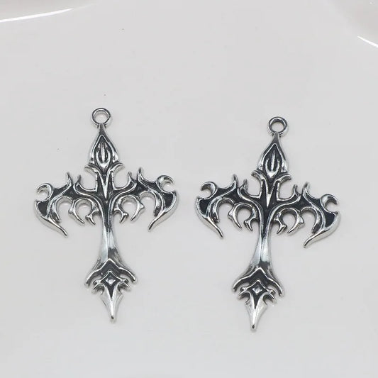 4pcs 35x55mm Flame Cross Charms Alloy Cross Pendant for Diy Jewelry Making Necklace  earring Craft Accessories Wholesale