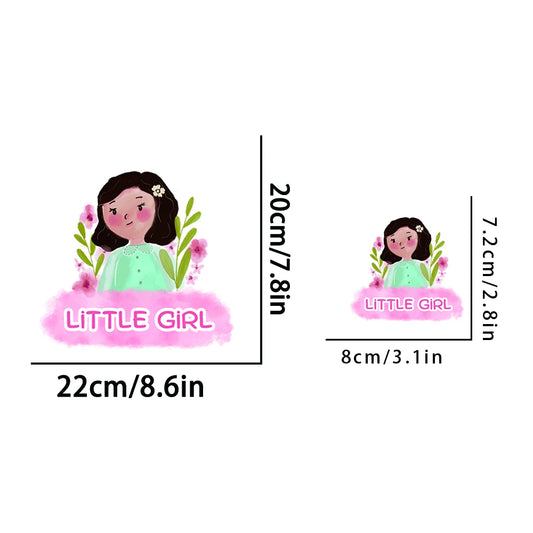 Beautiful Painting Style Little Girl Iron on Patch Dtf Transfers Ready to Press Iron on Patches for Clothes Shirts Transfer DIY