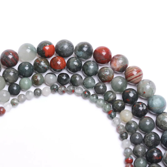 1 String  4/6/8/10mm Natural African Blood Stone Round Beads for Bracelet Necklace Key Chain Jewelry Making DIY Accessories