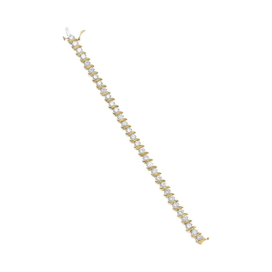 14K Yellow Gold 10.0 Cttw 2-Prong Set Round Cut Diamond S-Link Bracele