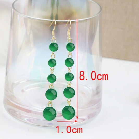 Jade Bead Earrings Charms Jewelry Charm Amulets Fashion Carved Real Women 925 Silver Gift Chinese Stone Energy Green Natural