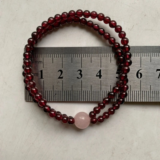 Natural Garnet Stone Pink Quartz Bracelet Boheme Ethnique Vintage Femme Pierre Naturelle Health Wellness Bracelet