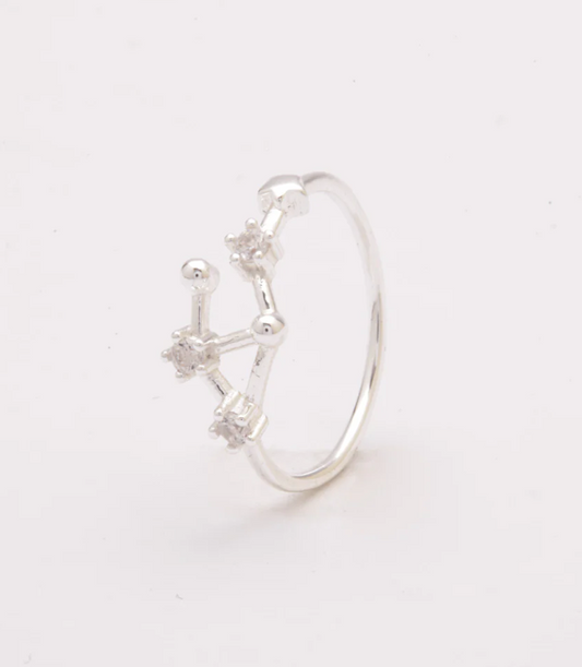 Silver ring with decorative diamonds, ART502 LIBRA, silver color