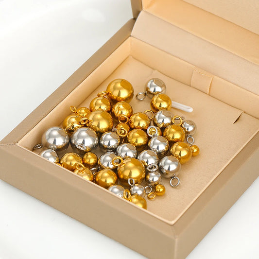 20pcs Stainless Steel Solid Ball Beads Charms Pendants for Necklaces Making DIY Jewelry Earrings Bracelets Findings Wholesale