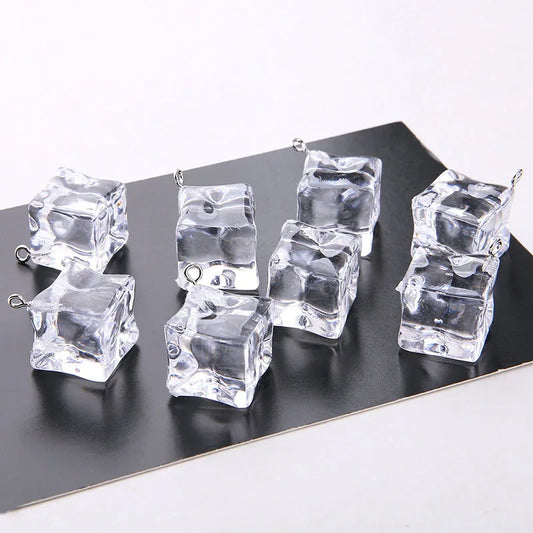 30pcs19x19mm Transparent Ice Cube Resin Charms Pendant for Making Diy Jewelry  Necklace Earrings Keychain Accessories