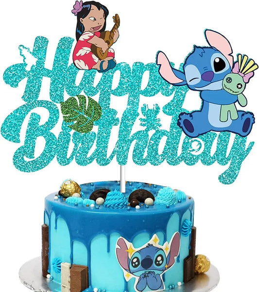 Disney Lilo & Stitch Girl's Clove Cake Decoration and Pink Stitch Happy Birthday Cake Decoration Boy Party Supplies Baby Shower