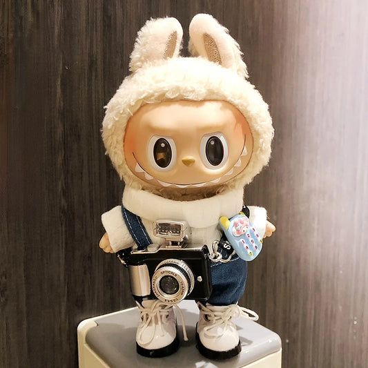 17cm Labubu Clothes Cool Mini Plush Hoodie Idol Dolls Jumpsuit Fashion Clothing for Korea Kpop Exo Fans Overalls Accessories