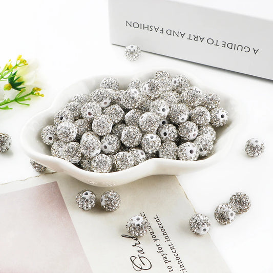 10mm White Rhinestone clay Round Beads For Jewelry Making DIY Necklace Bracelet Etc Handmade Product Accessories