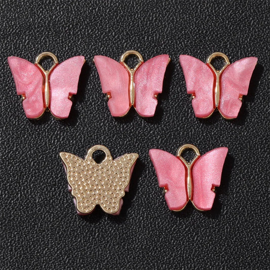 10Pcs/Lot Cute Shell Butterfly Charms Colorful Bohemia Butterfly Pendant For Jewelry Making DIY Necklace Accessories 11x14mm