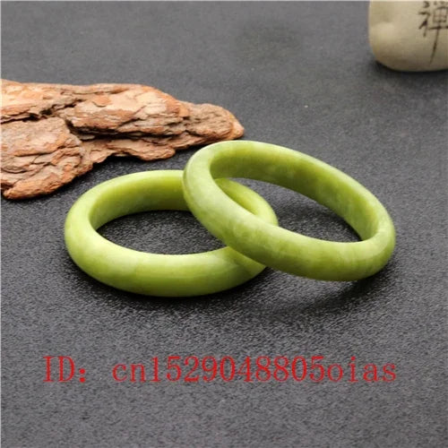 1pc Natural White Green Jade Bangle Bracelet Charm Jewellery Fashion Accessories Hand-Carved Lucky Amulet Gifts for Women Her