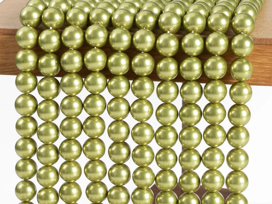 Apple Green Imitation Pearl Beads Natural Loose Beads Smooth Round Shape Shell Pearl 4/6/8/10mm for Jewelry Accessories Making