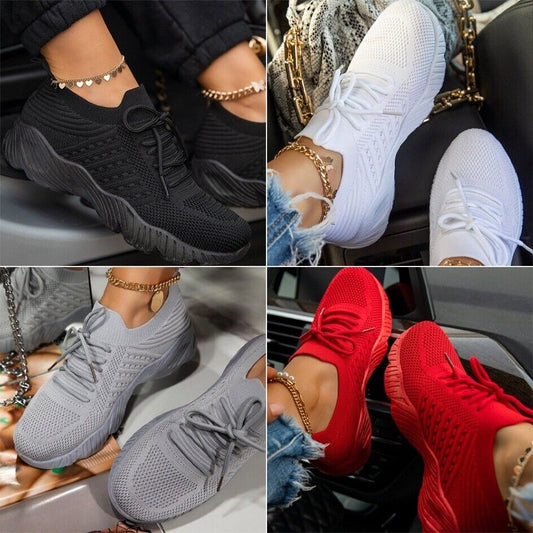 Womens Running Trainers Ladies Sneakers Slip On Walking Gym Comfy