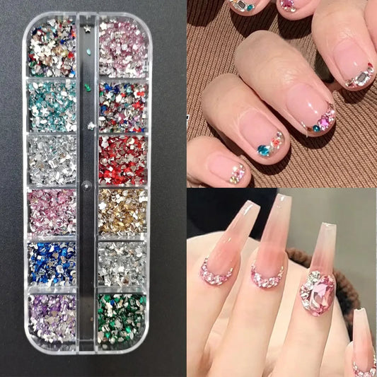 Nail ornament Mini Nail Trumpet Shaped Flat Diamond White Champagne Color Super flash nail accessory