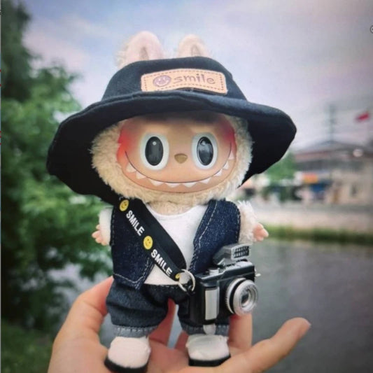 17cm Cool Mini Labubu Clothes Plush Hoodie Idol Dolls Jumpsuit Fashion Clothing Fans Overalls Accessories for Korea Kpop Exo