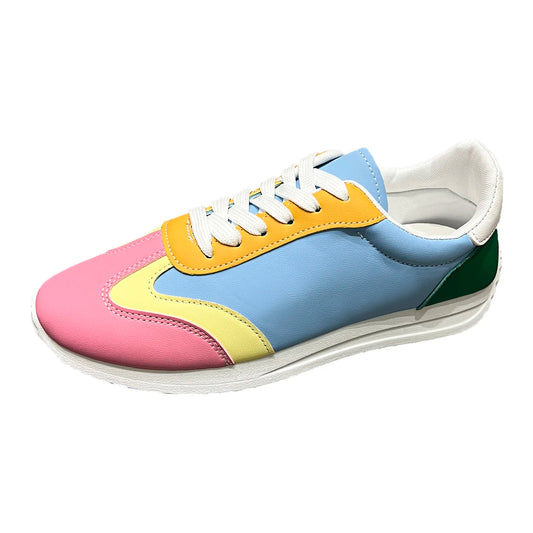 Women Flats Sneakers Fashion Retro Yellow Casual Lace-up Low Cut Sneakers Women Lightweight Breathable Shallow Shoes for Women