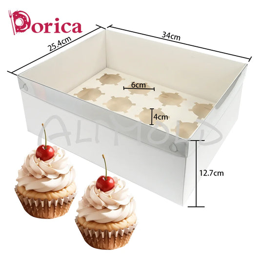 5-pack 6/12 Holes Cupcake Cake Box with Clear Lid Treats Dessert Pastry Baking Supply Case Suitable Birthday Wedding Anniversary