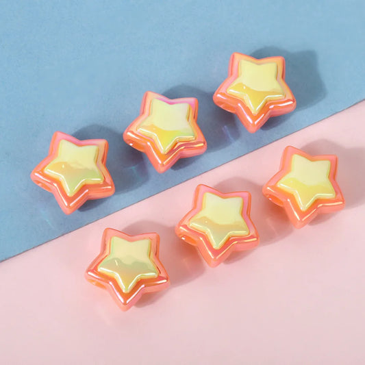 5Pcs/Lot Fashion Cream Color Acrylic Five-pointed Star Beads DIY for Bracelets Hair Accessories Making Jewelry Findings