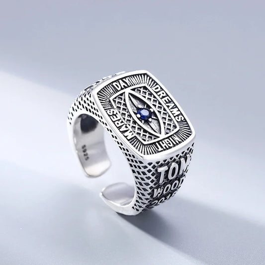 Wholesale 925 sterling silver eye of God ring live ring Thai silver vintage retro style personality trendy jewelry