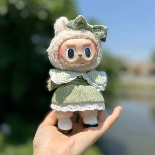 17cm Labubu Idol Dolls Clothes Cute Green Skirt Accessories Korea Kpop Exo Clothing Hoodie Plush Doll'S Clothes No Doll