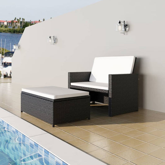 2 Piece Garden Lounge Set with Cushions Poly Rattan Gray