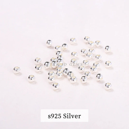 10 Pcs/lot 925 Sterling Silver Round Spacer Beads Big Small Hole Handmade Beadings Gold Plated Bead For Jewelry Making Accessory