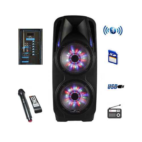 beFree Sound 2x10 Inch Woofer Portable Bluetooth Powered PA Speaker