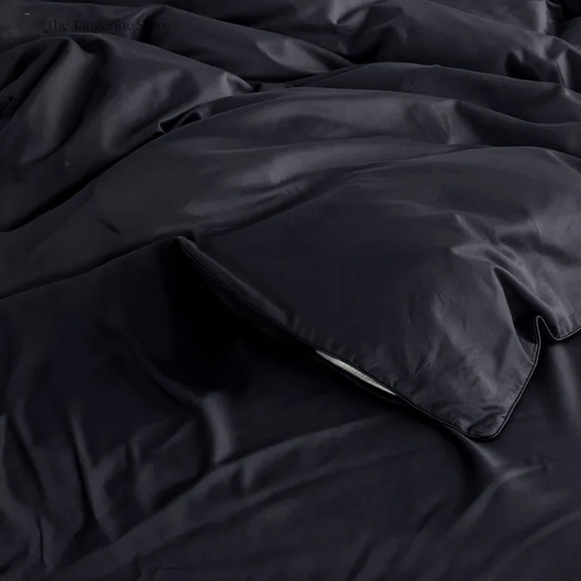 Charcoal Black - Cotton Sateen 3 Piece Duvet Cover Set | 4 Piece Sheet