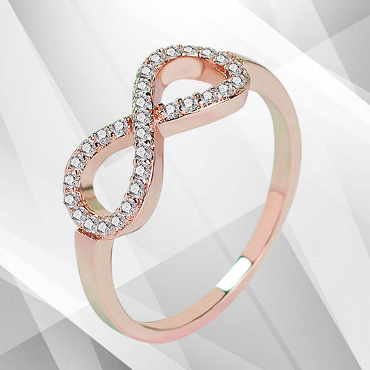 0.35Ct Round-Cut 30 Top CZ Diamonds Infinity Engagement Ring 18K Rose