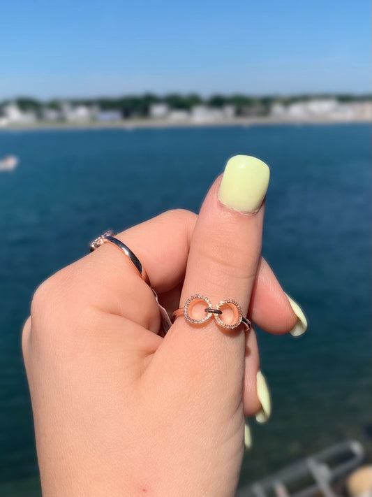 Binoculars Infinity Diamond Ring in 14K Rose Gold Vermeil on Sterling