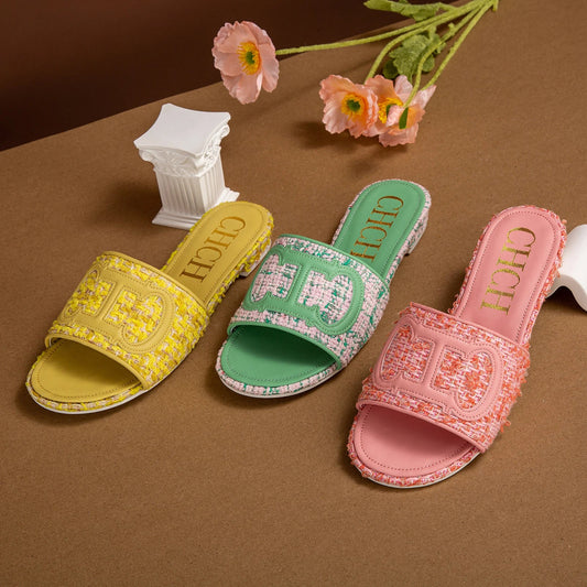 Women's Slippers yellow New Fabric Fashion Flat Sandals