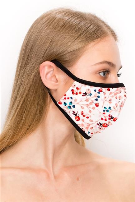 FASHION MASK 101-DF-OFF WHITE-ditsy floral double layer contoured face