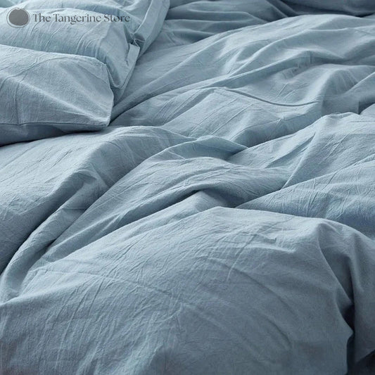 Sky Blue - 100% Cotton 3 Piece Duvet Cover Set | 4 Piece Sheet Set |