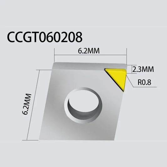 MCD Diamond CCGT060208 Insert Single Crystal Turning Tool High Hardness Diamond Cutter for Copper Aluminum to Achieve Mirror Ef