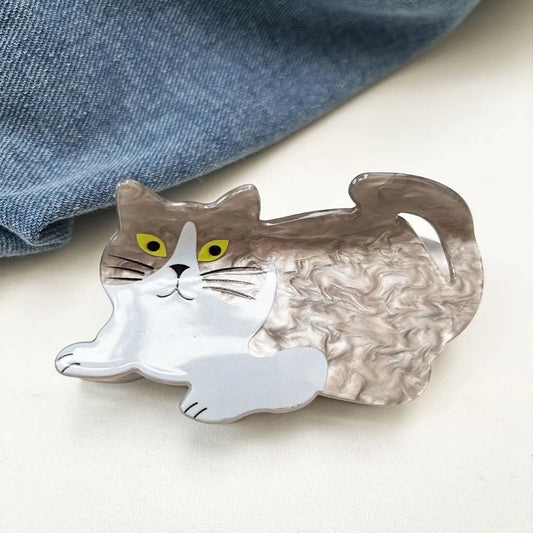 New Cute Animal Cat Kitten Hair Claw Large Crab Hair Clip Pet Gray Cat Shark Clip for Woman Girl Hairpin Hair Accessories