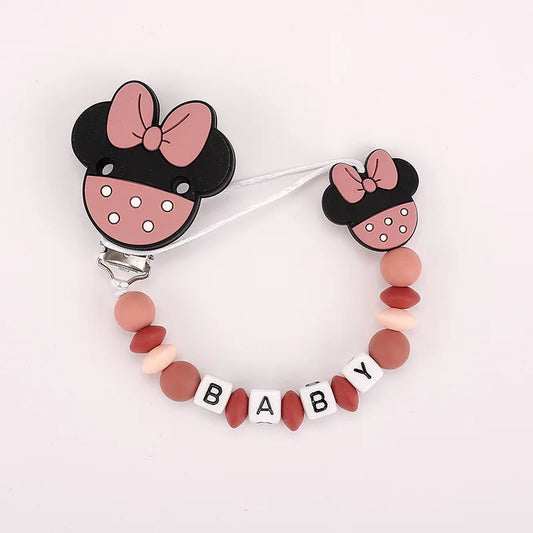 INS Baby Pacifier Clips Personalized Name Silicone Cartoon Dummy Nipples Holder Clip Chain Teething Toys Pacifiers Accessories