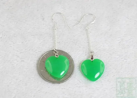 925 Silver Natural Green Jade Circular Love Beads Earrings Original DIY By Hand Accessories  Bead Women Jewelry Amulet