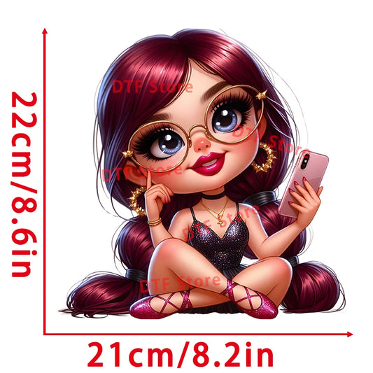 Fashionable and beautiful model woman customized DTF Washable clothes patch Socks, T-shirt thermal application Patch