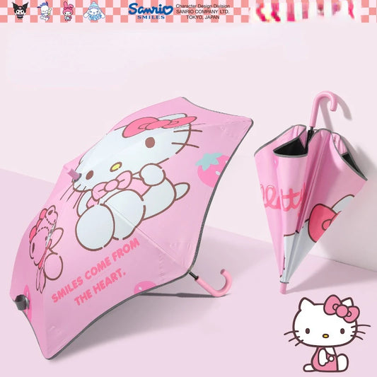 Sanrio New Childrens Long Handle Umbrella Kuromi Pink Melody Special for School Boys and Girls Baby Light Cartoon Sunny Umbrella