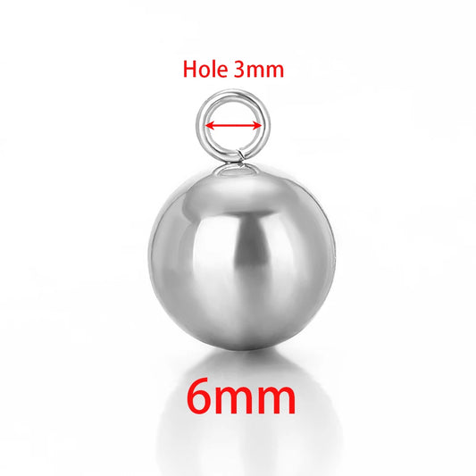 20pcs Stainless Steel Solid Ball Beads Charms Pendants for Necklaces Making DIY Jewelry Earrings Bracelets Findings Wholesale