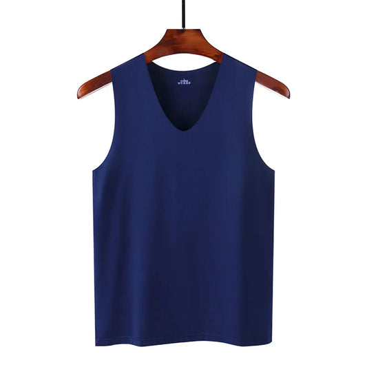 Silk Tank Tops Seamless Mens Vest Sleeveless Sport Bodysuit Vest For Men Clothing Plain Casual Summer Tank Undershirts Cool Gym