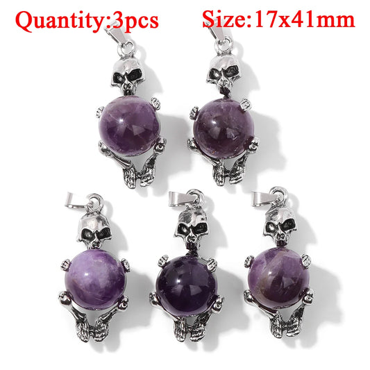 Fashion Amethyst Stone Gem Pendant Natural Purple Quartz Silver Color Charm Jewelry Accessory For Necklace Bracelet Necklace DIY