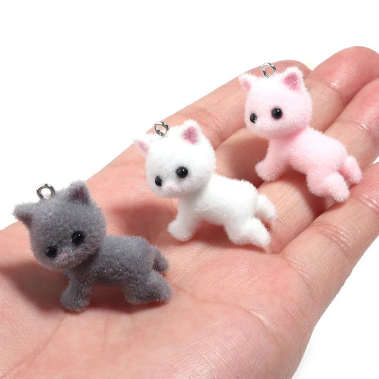 30Pcs3D Cute lying Cat Charms Resin Cat Pendant For Diy Bracelet Necklace Earrings keychain Handmade Accessories Supplies