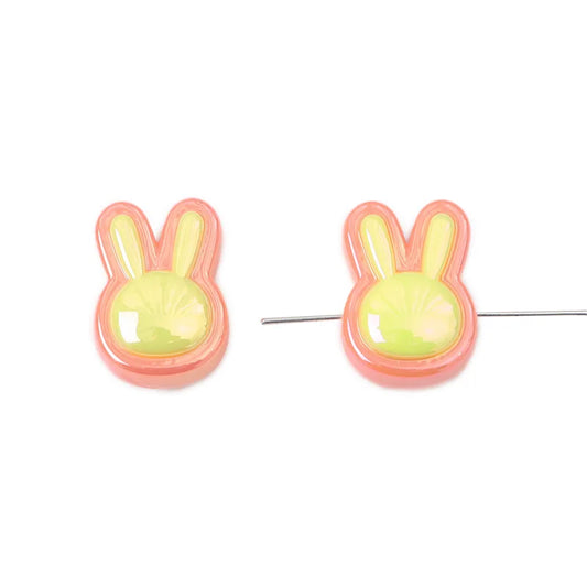 10pcs/Lot UV Plated Acrylic Beads Cute Animal Rabbit Spacer Beads For Jewelry Making Diy Bracelet Necklace Keychain Accessories